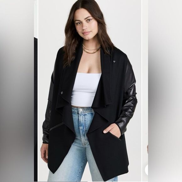 SPANX Faux Leather Convertible Jacket Open Wrap Cardigan Black Sz 3X NWT - Picture 1 of 17